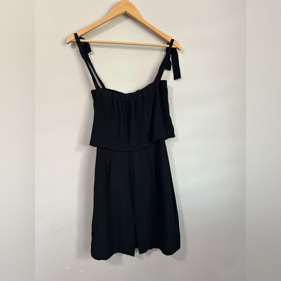 Madewell Off The Shoulder Tie Silk Mini Dress Black - Picture 7 of 11